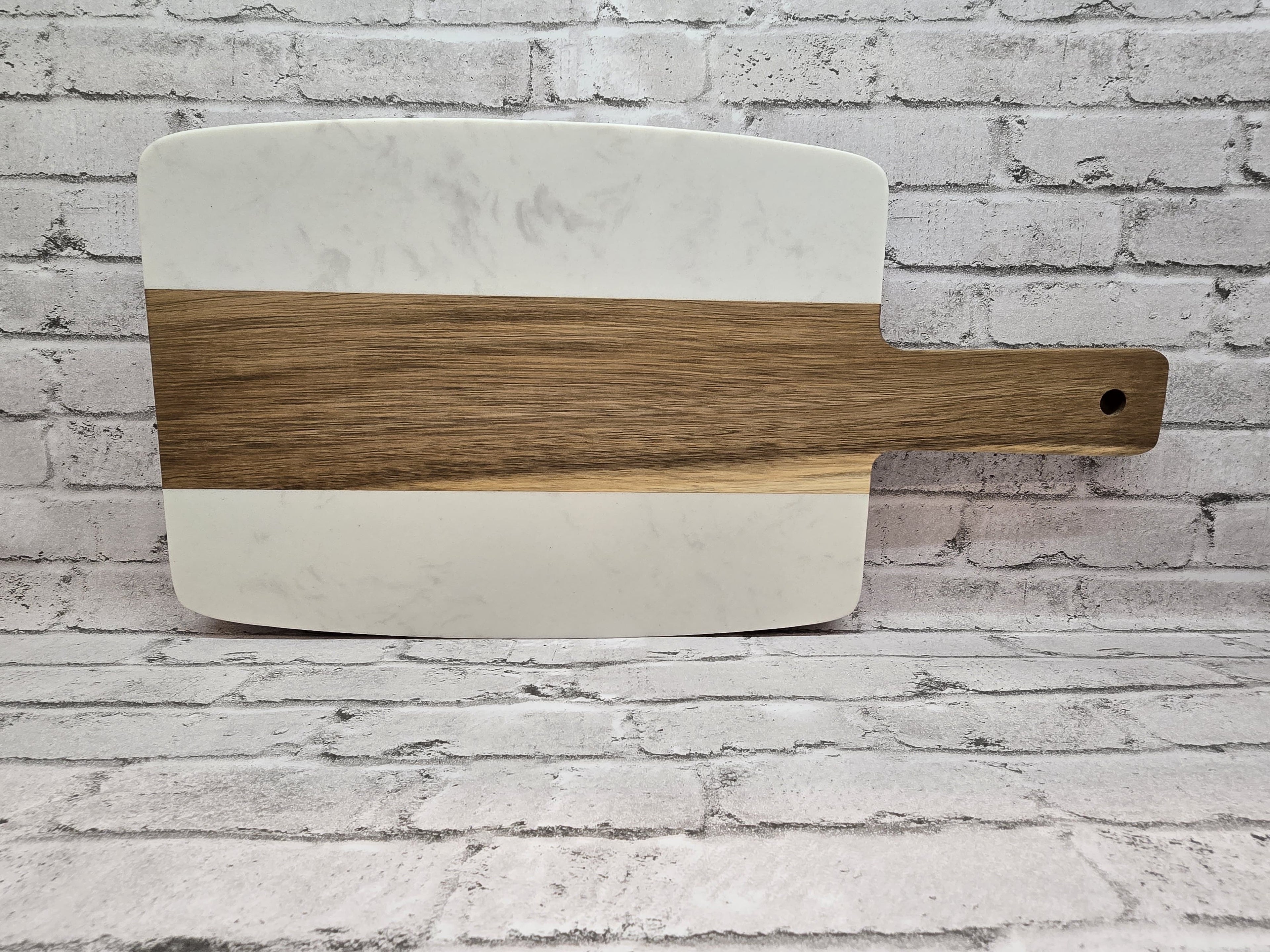 Personalized Marble & Acacia Wood Charcuterie Board with Handle