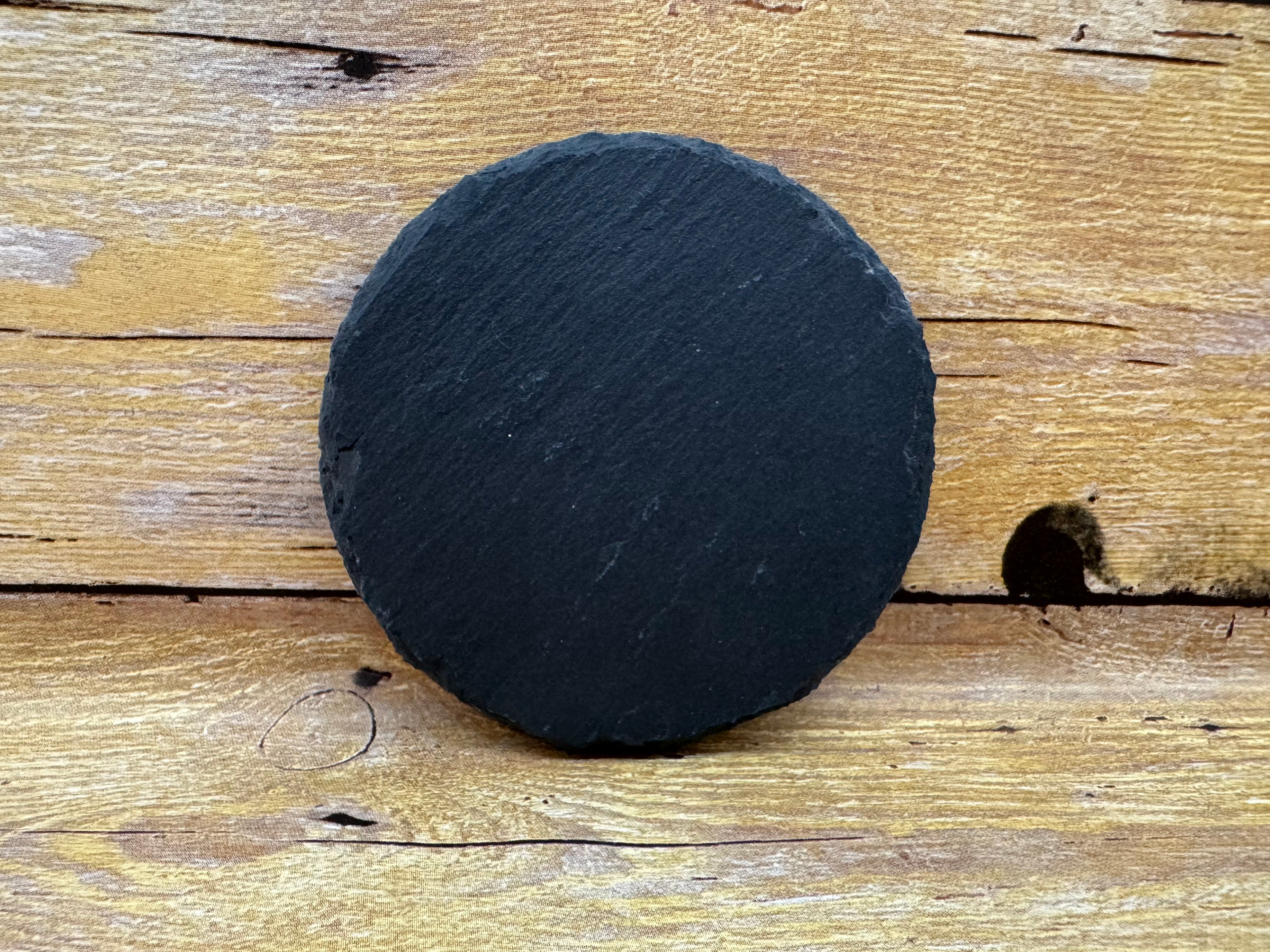 Personalized Black Slate Stone Coasters | Round and Square 4 Pack