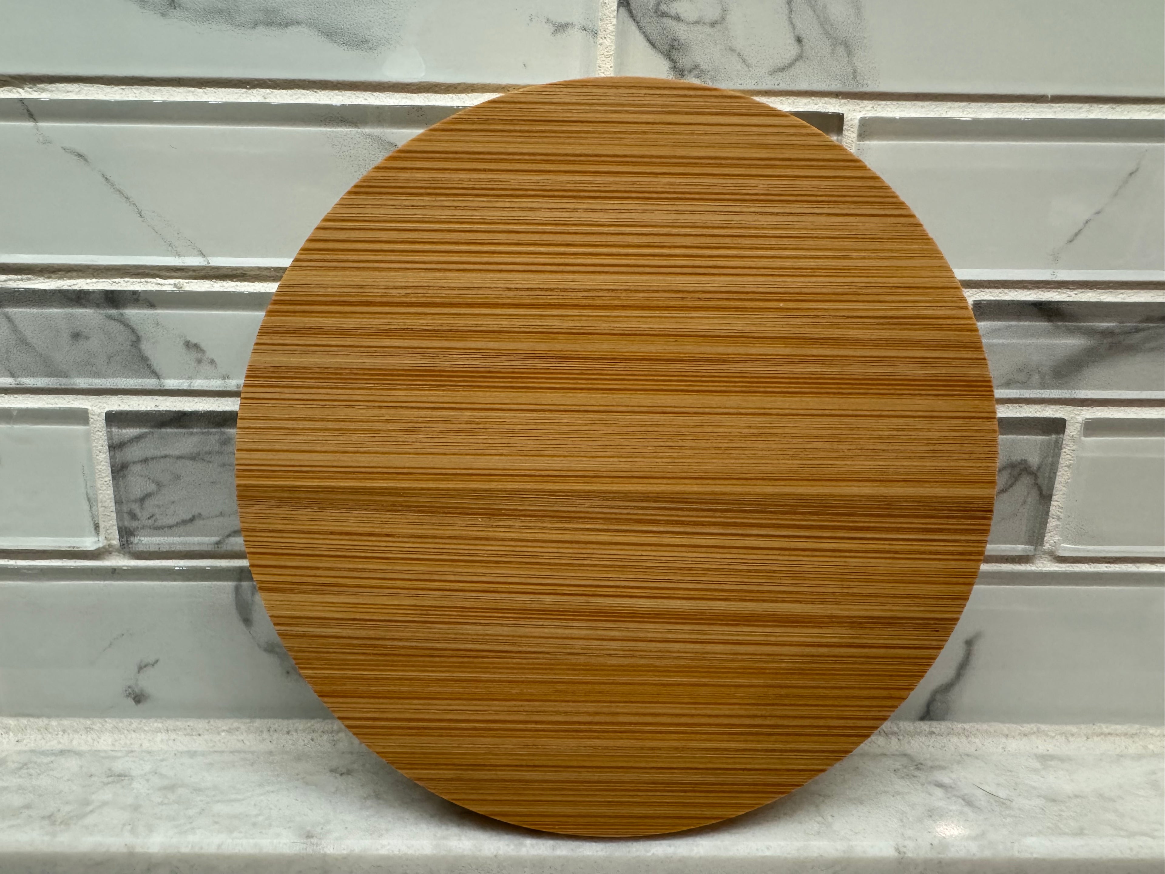 Personalized Rustic Wooden Coasters | Round Bamboo & Walnut 4 pack