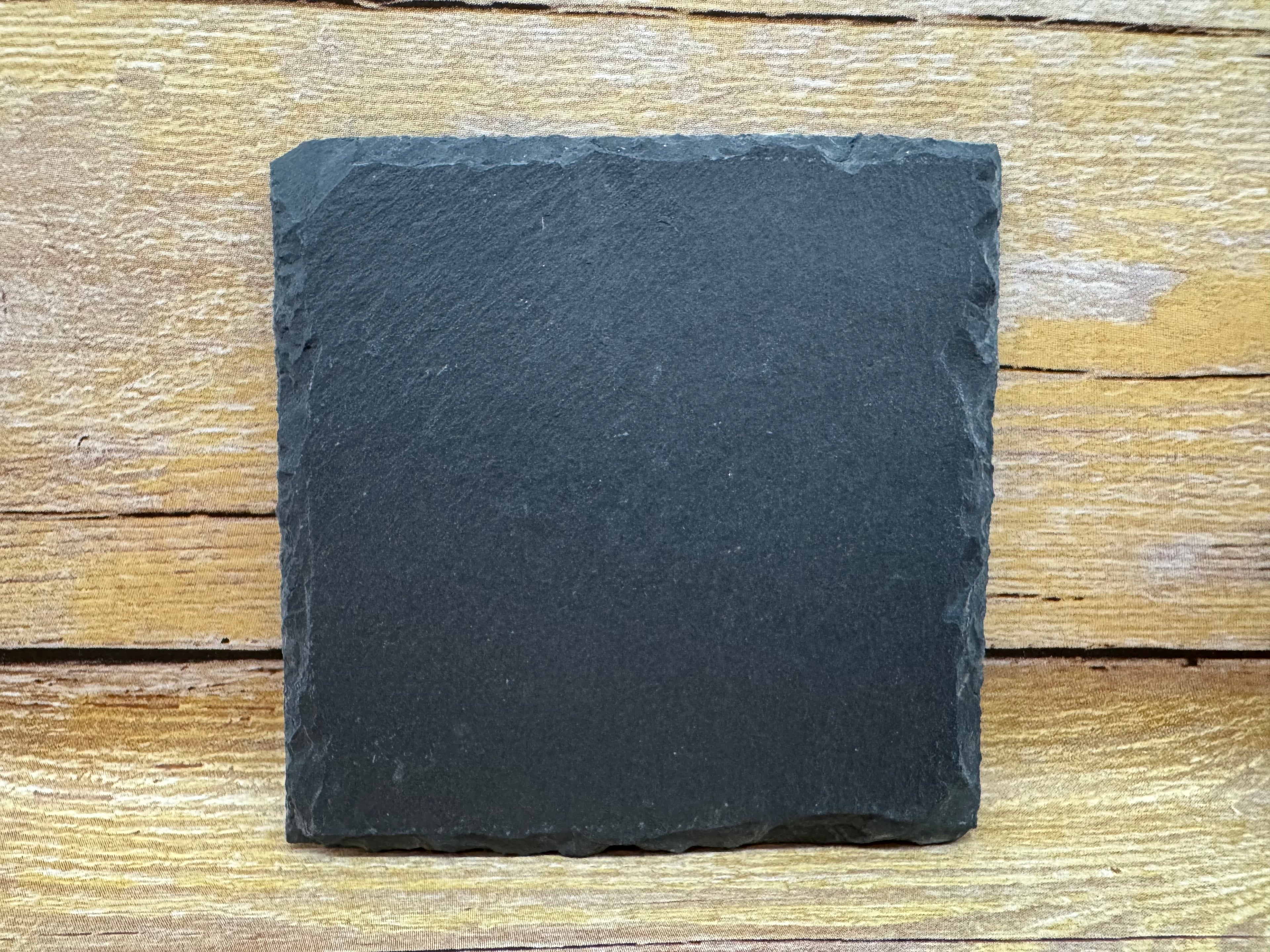 Personalized Black Slate Stone Coasters | Round and Square 4 Pack