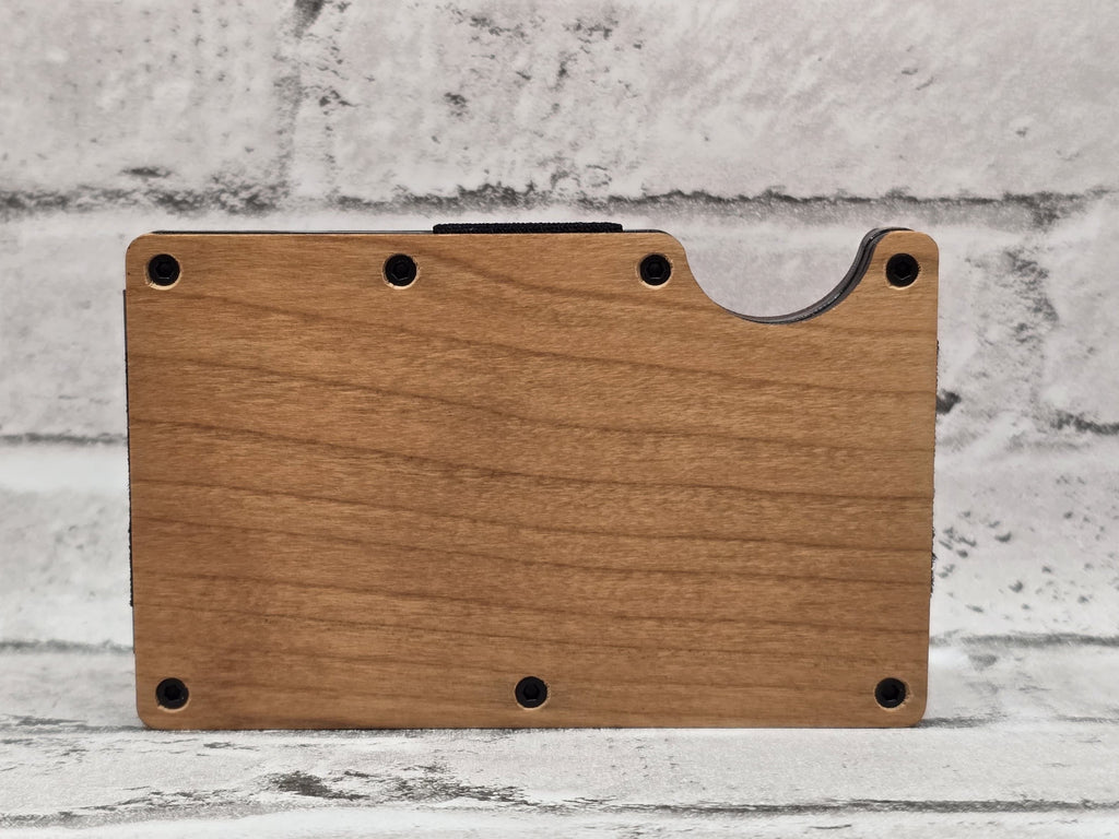 Personalized Natural Wooden Credit Card Holder w/ Money Clip