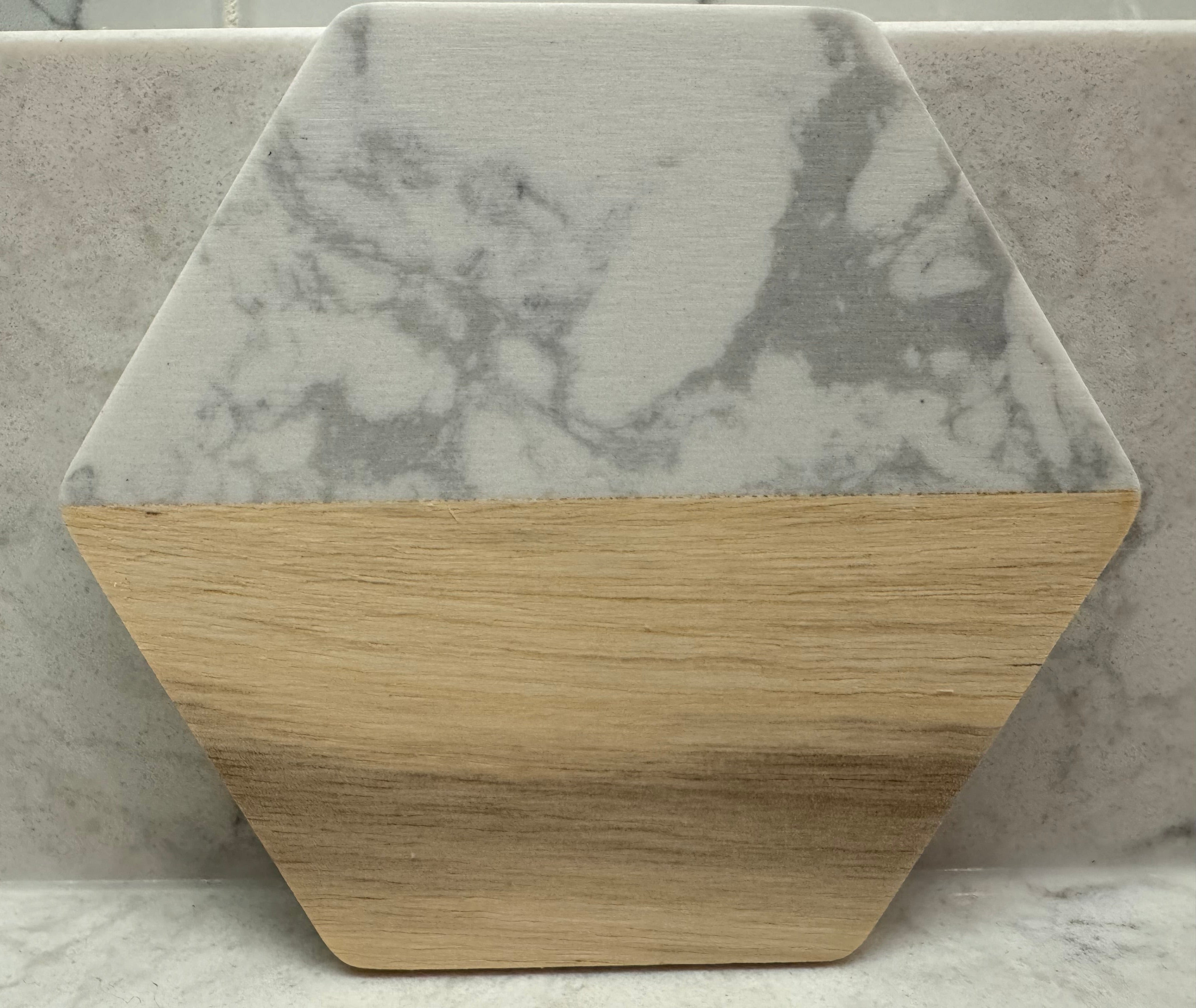 Personalize Marble & Wood Coaster | Hexagon and Square 4 pack