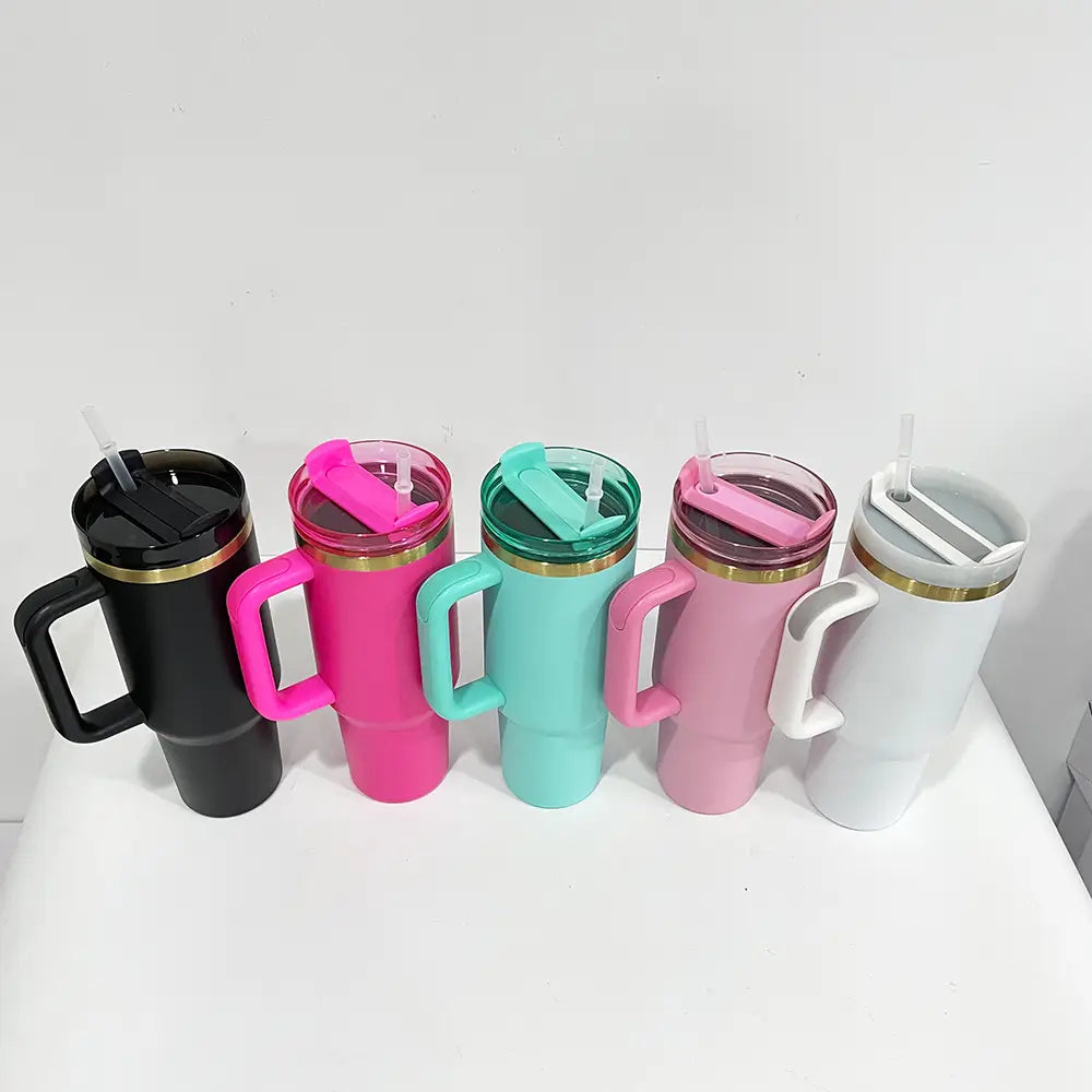 Personalized 40oz Gold-Plated Tumbler with Handle