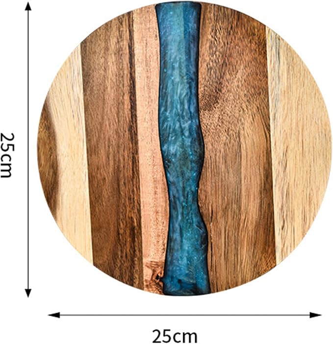 Personalized Round Acacia Wood Resin Serving Board