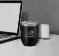 Black Stainless Steel Wine Tumbler with lid, 12oz Insulated Powder Coated Wine Tumbler Stemless Double Wall Vacuum Wine Glass Coffee Tumbler for Laser Engrave