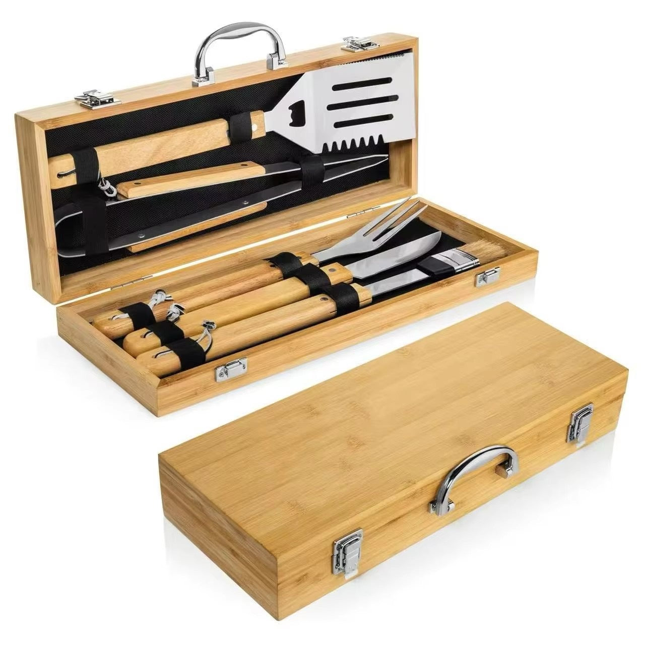Personalized BBQ Tool Set with Bamboo Box
