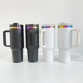 Personalized 40oz Rainbow-Plated Tumbler with Handle