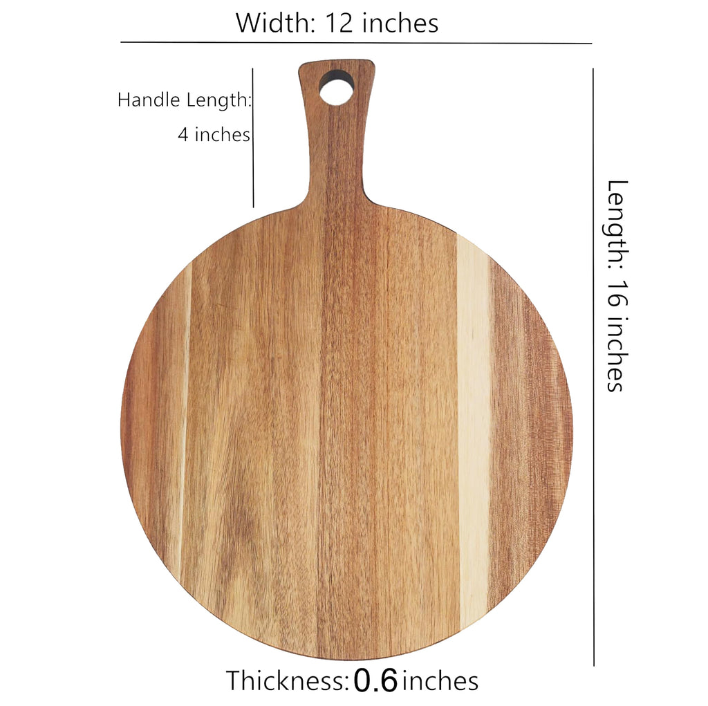 Personalized Acacia Wood Pizza Board & Charcuterie Serving Board with Handle