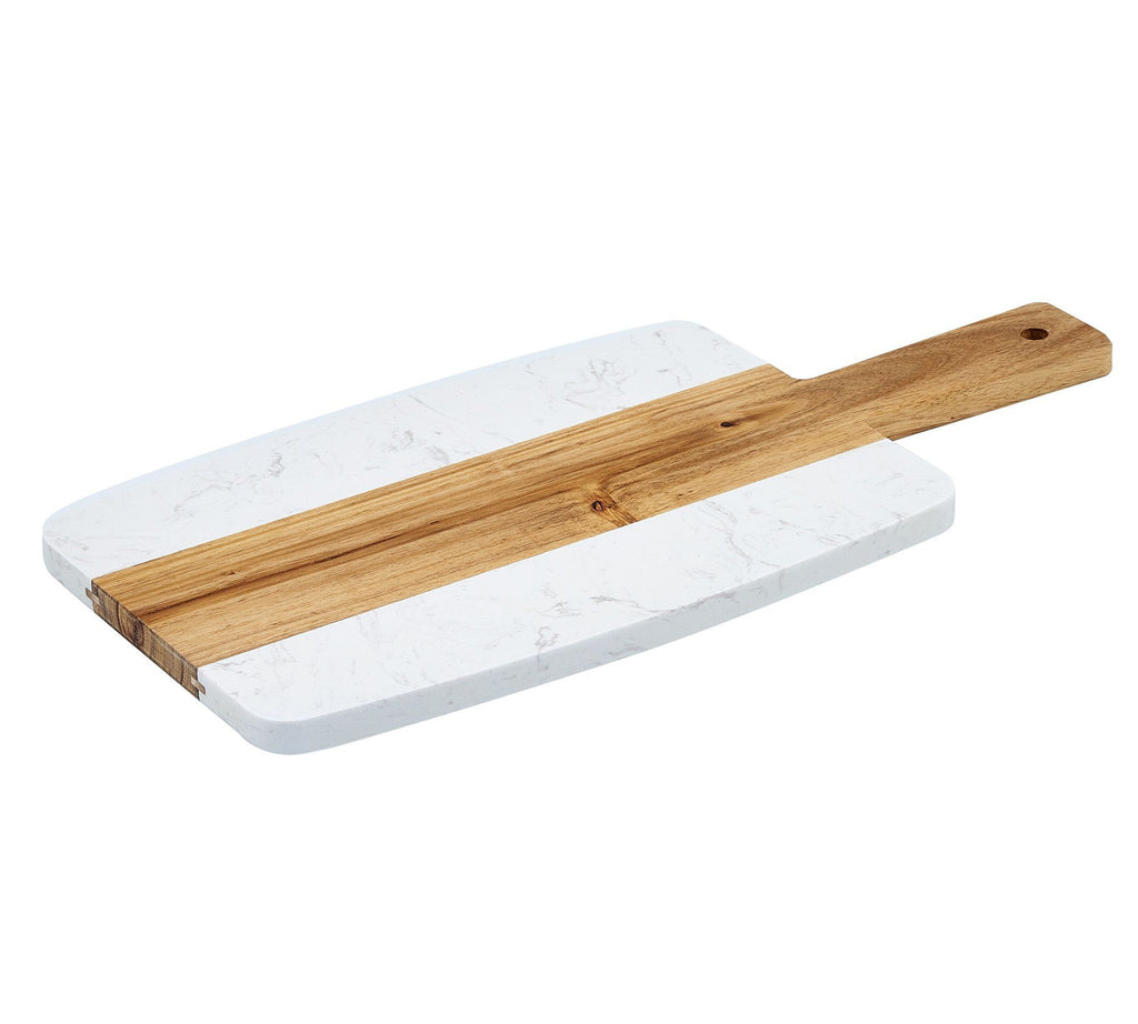 Personalized Marble & Acacia Wood Charcuterie Board with Handle