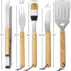 Grill Set 2 BBQ Tool Set with Bamboo Box | Wooden Grill Utensil Kit