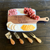 Wood and Marble Cutting Board and Utensils Main 1 Engraved Marble & Acacia Wood Charcuterie Board Set with Cheese Knives | Cutting Board & Gift Set for Home, Kitchen, and Entertaining
