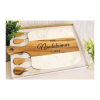 Wood and Marble Cutting Board and Utensils Main Engraved Marble & Acacia Wood Charcuterie Board Set with Cheese Knives | Cutting Board & Gift Set for Home, Kitchen, and Entertaining